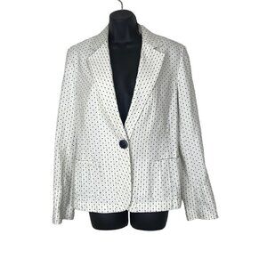 Lafayette 148 One Button  Black & White Polka Dot Blazer Size 10